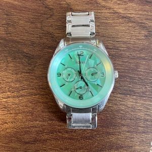 Fossil watch gently used silver and teal